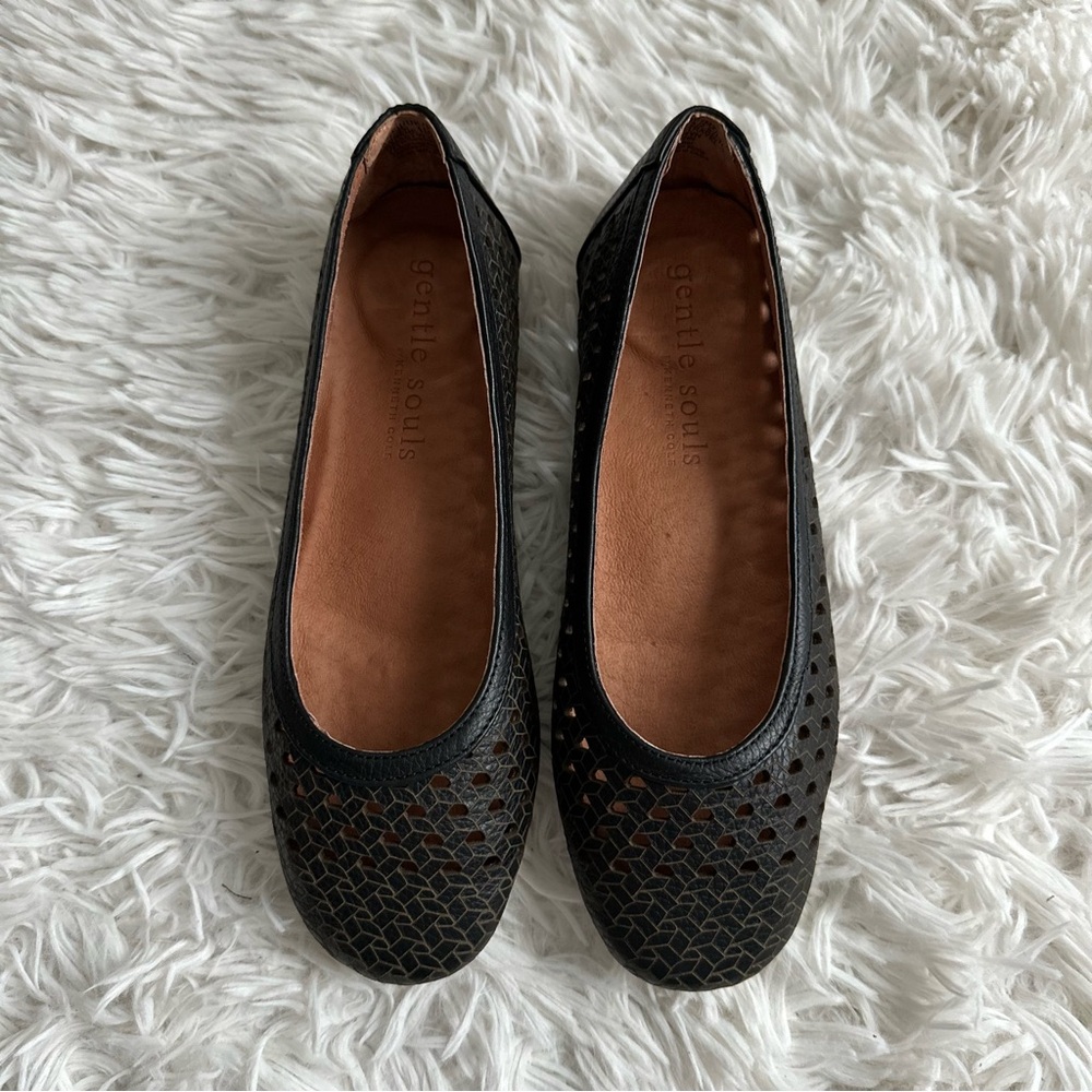 Gentle Souls By Kenneth Cole Eugene Travel Woven Ballet Flat Black New Size 5